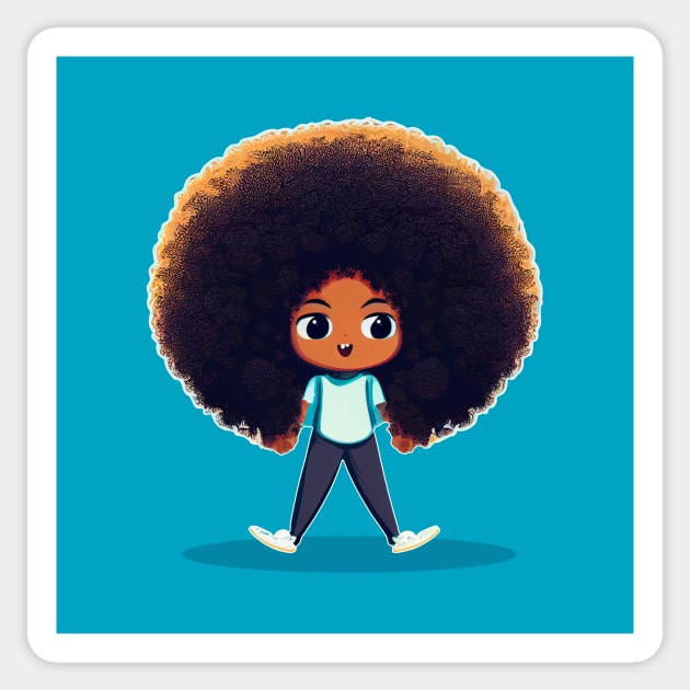 Adorable Kid With a Huge Afro Sticker by Mad Swell Designs